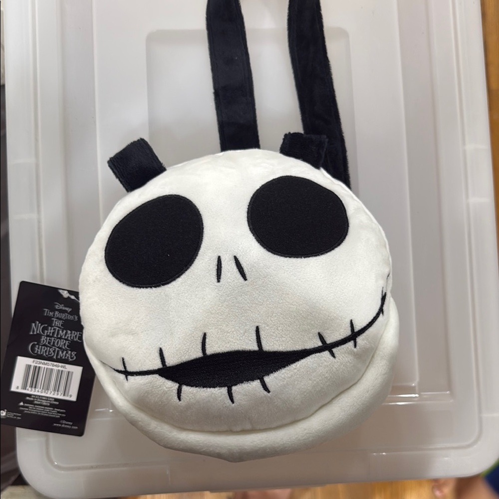 Disney Black and White Jack Skellington Plush Bag